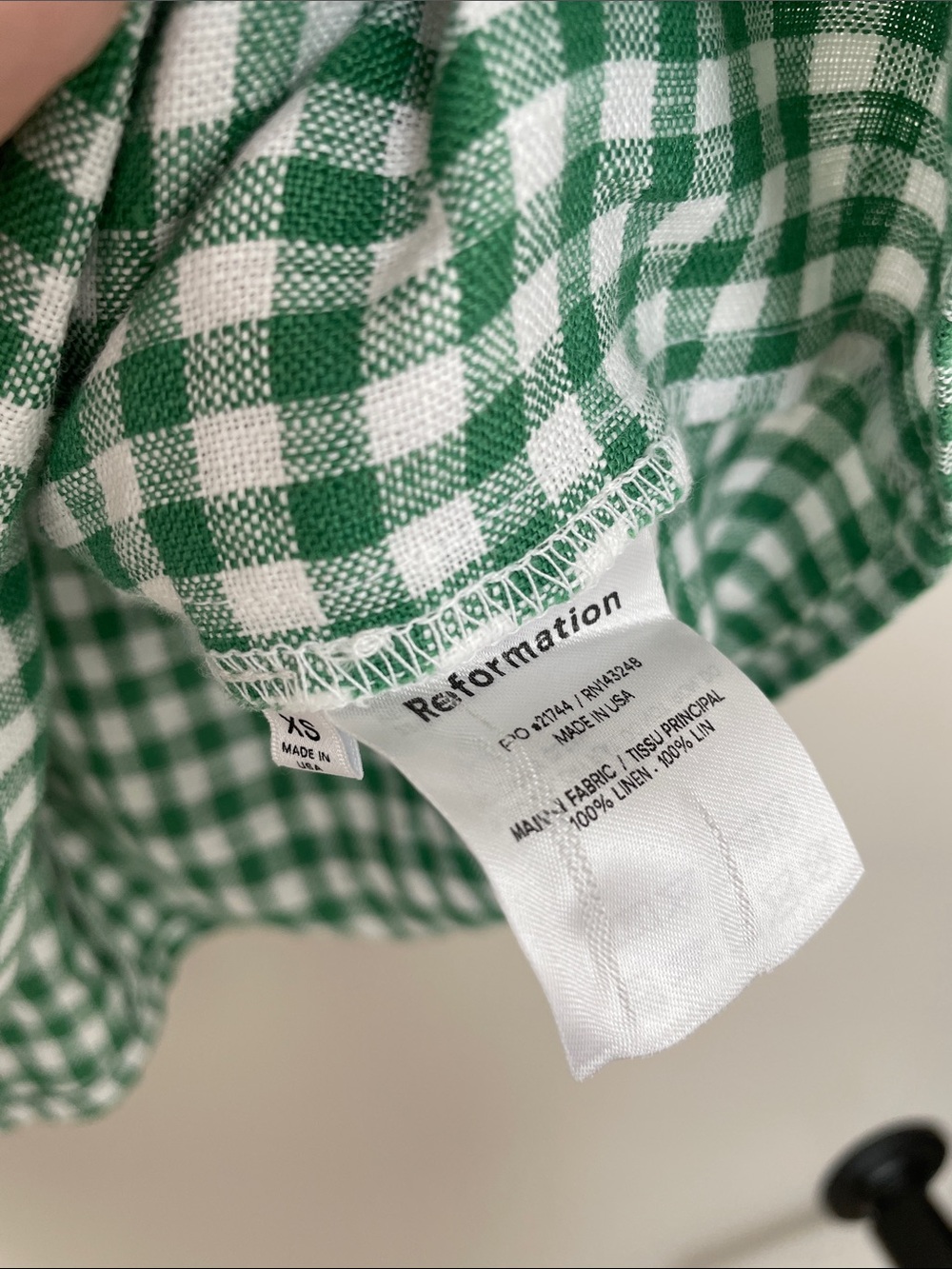 Reformation Dawson linen gingham mini dress adjustable ties - Picture 5 of 7
